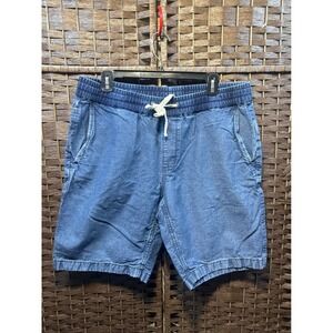 J. Crew L‎ Mens Denim Shorts Blue Casual Summer Elastic Waist Drawstring
